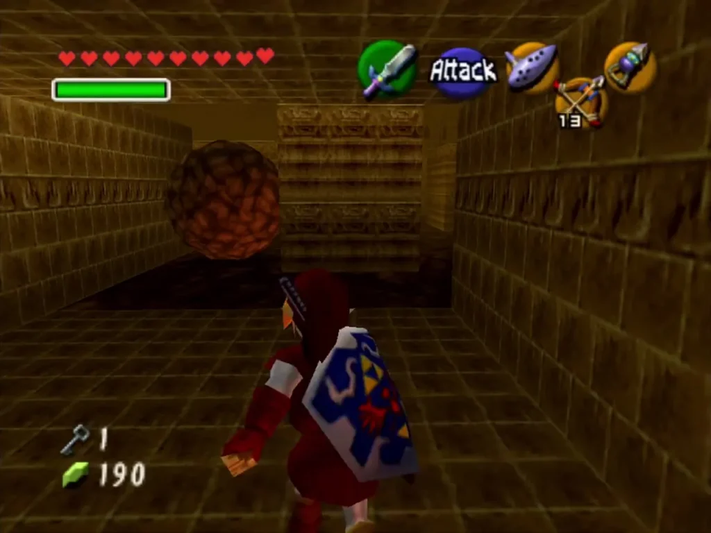 Large boulder rolling along the floor of the Fire Temple boulder room Large boulder rolling along the floor of the Fire Temple boulder room