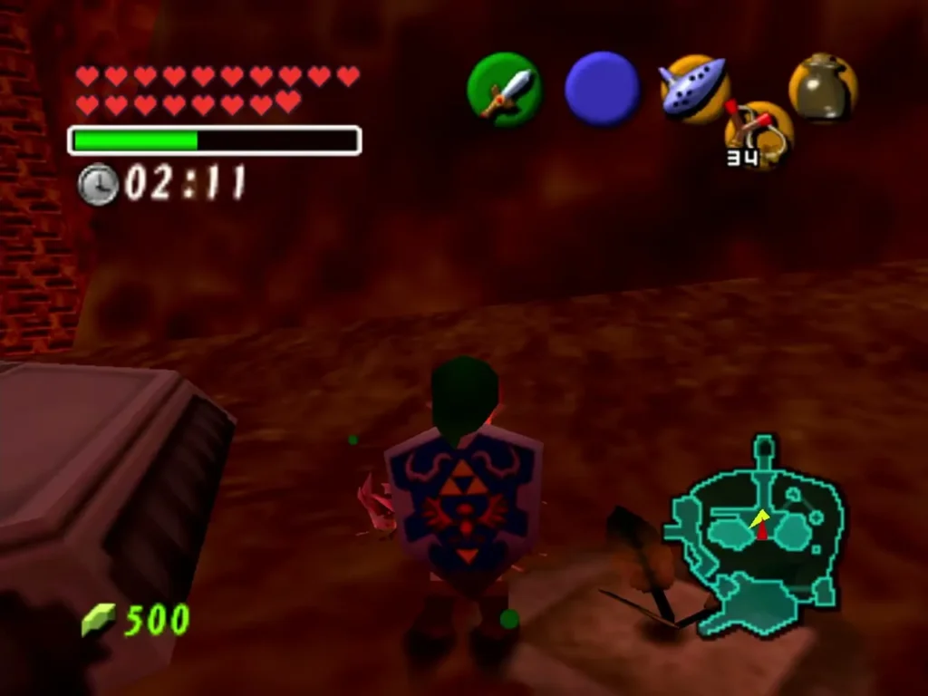 The Crater countdown clock a few seconds lower as Link keeps walking across the lava field The Crater countdown clock a few seconds lower as Link keeps walking across the lava field