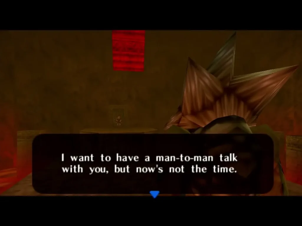 Darunia speaking in the temple with a complete dialogue box Darunia speaking in the temple with a complete dialogue box