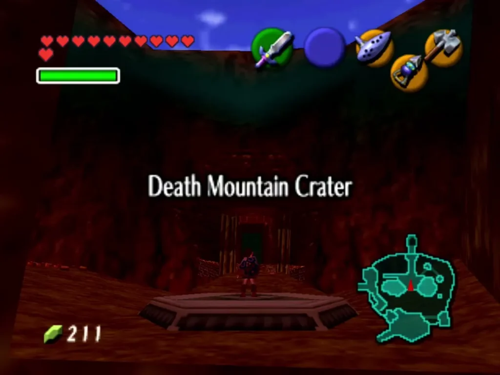 Link standing at the entrance to Death Mountain Crater Link standing at the entrance to Death Mountain Crater