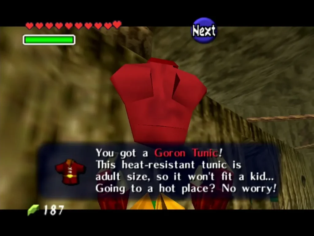 The Goron Tunic in the You got a Goron Tunic box in Goron City The Goron Tunic in the You got a Goron Tunic box in Goron City