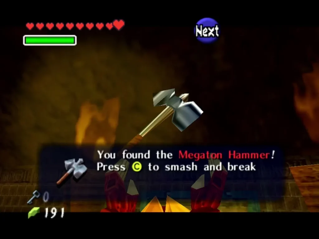 Megaton Hammer item box Link in Fire Temple Megaton Hammer item box Link in Fire Temple