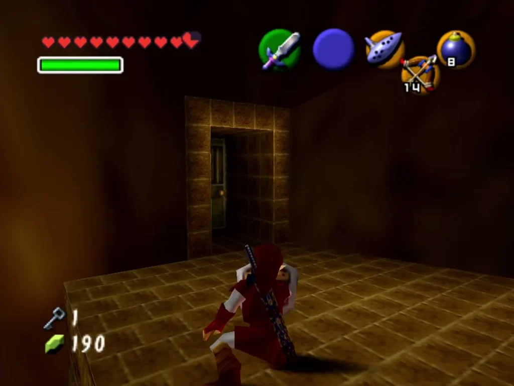Doorway opened in a stone wall in the Fire Temple after bombing Doorway opened in a stone wall in the Fire Temple after bombing
