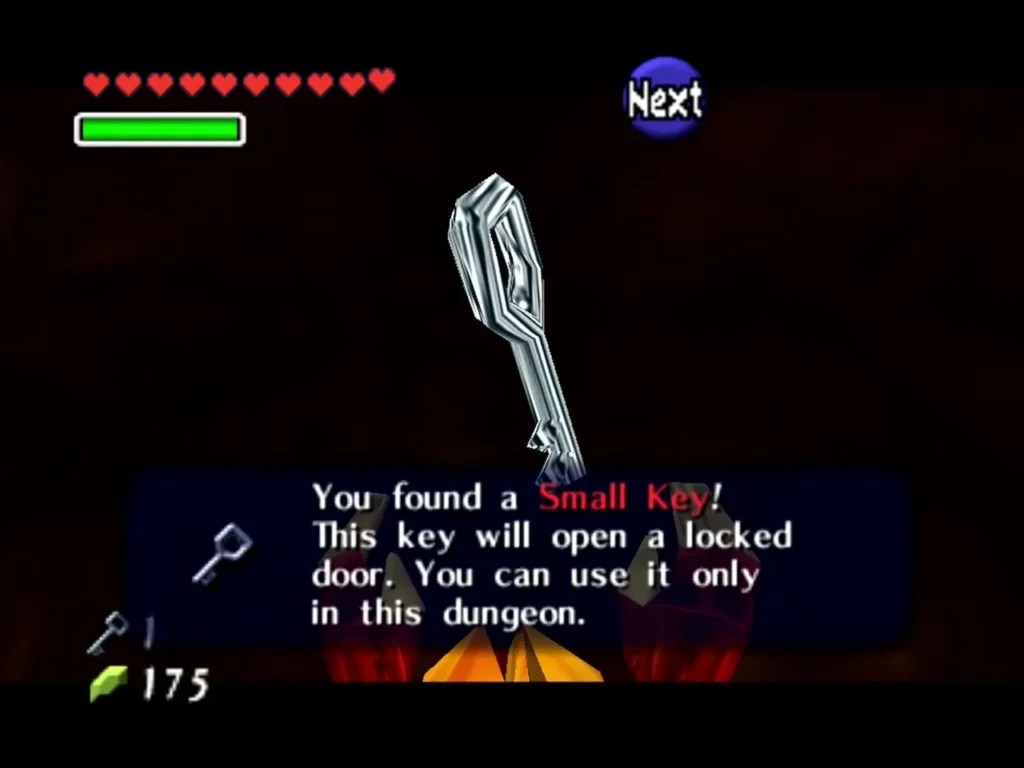 Link holding up Small Key 1 with its name box Link holding up Small Key 1 with its name box