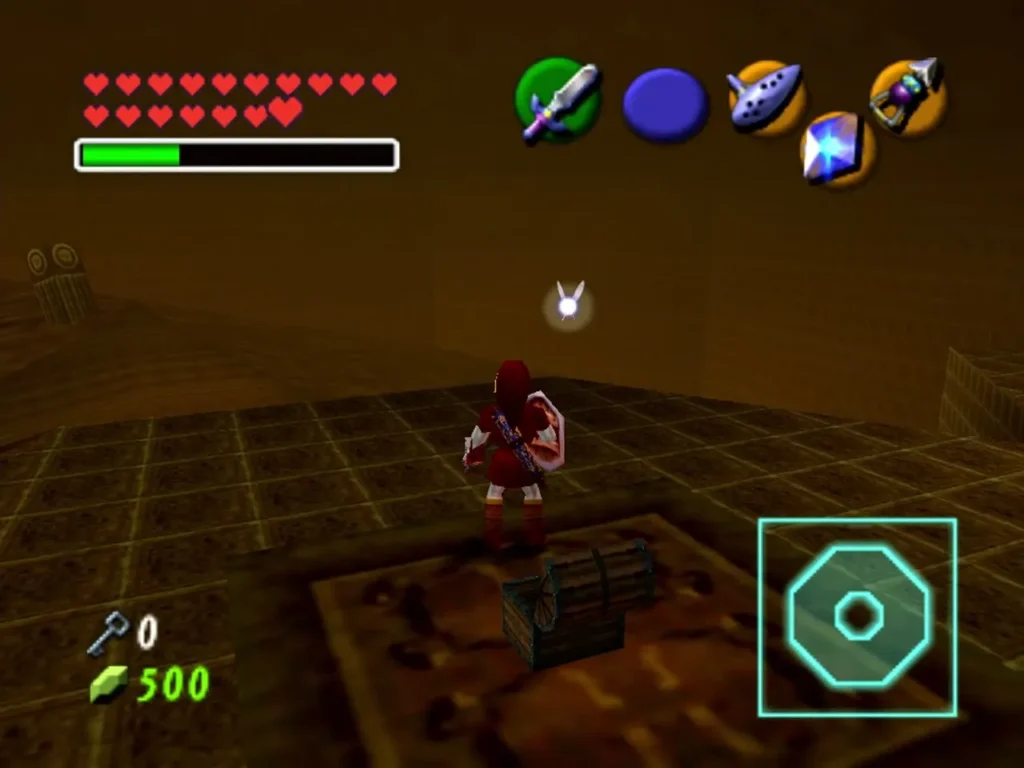 A chest sitting on the upper ledge near Gold Skulltula 4 in the Fire Temple A chest sitting on the upper ledge near Gold Skulltula 4 in the Fire Temple