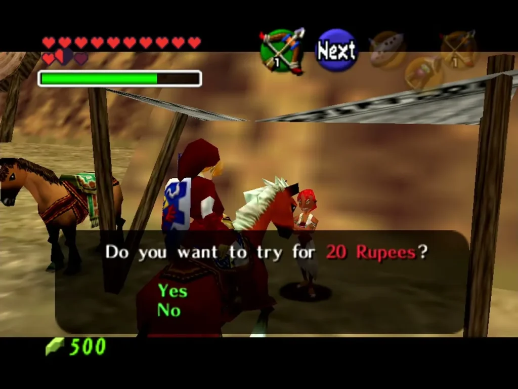 Archery woman asks Link whether he wants to try for 20 Rupees Archery woman asks Link whether he wants to try for 20 Rupees