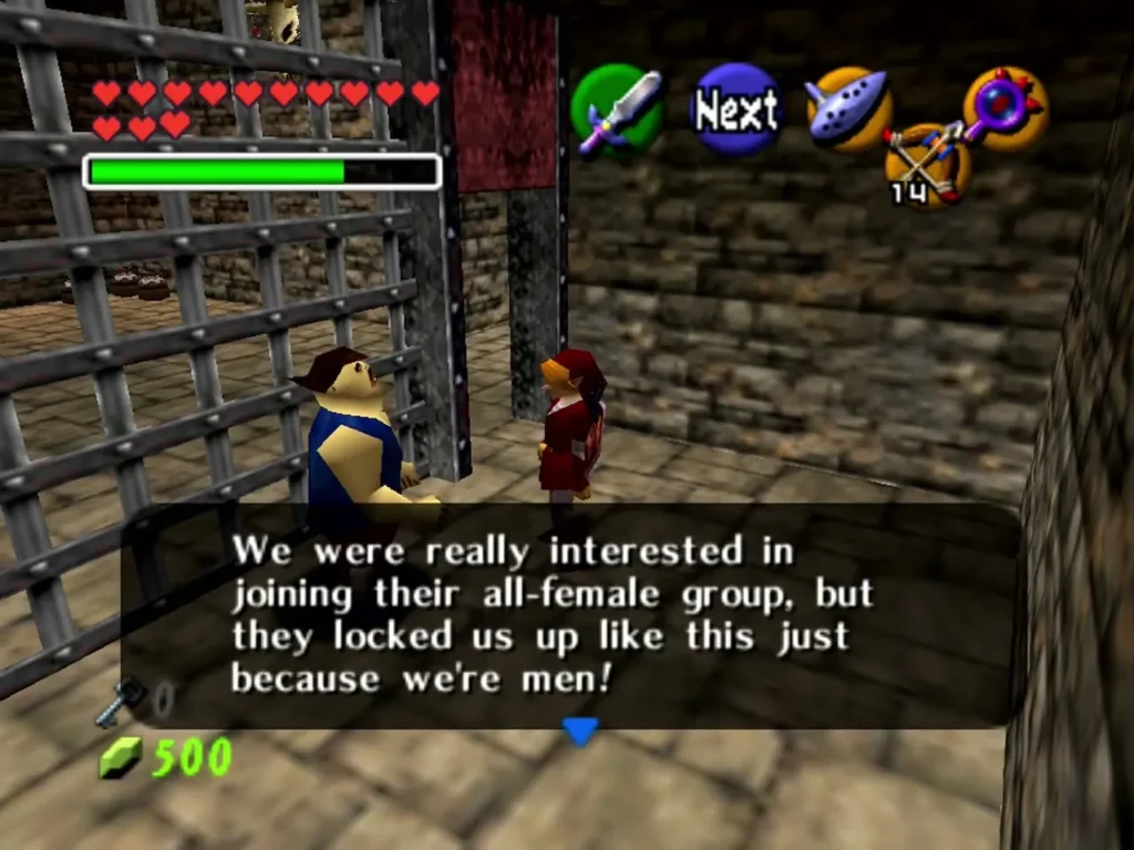 Carpenter behind bars explaining the Gerudo locked him up for being a man Carpenter behind bars explaining the Gerudo locked him up for being a man