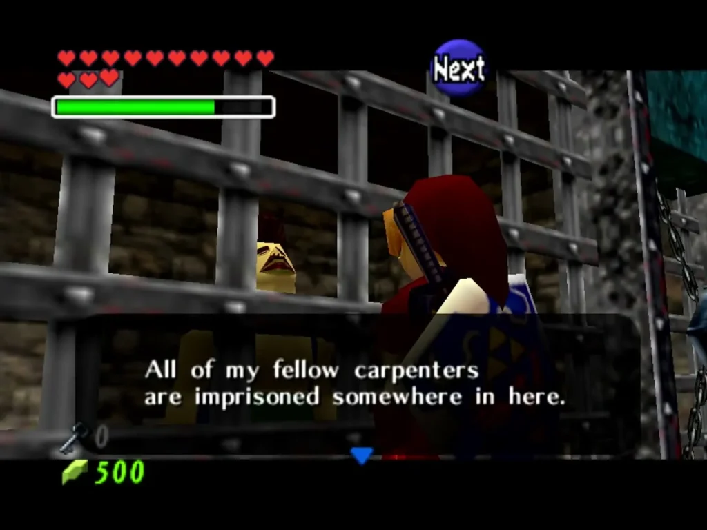 Carpenter in the second cell telling Link that his fellow carpenters are imprisoned here Carpenter in the second cell telling Link that his fellow carpenters are imprisoned here