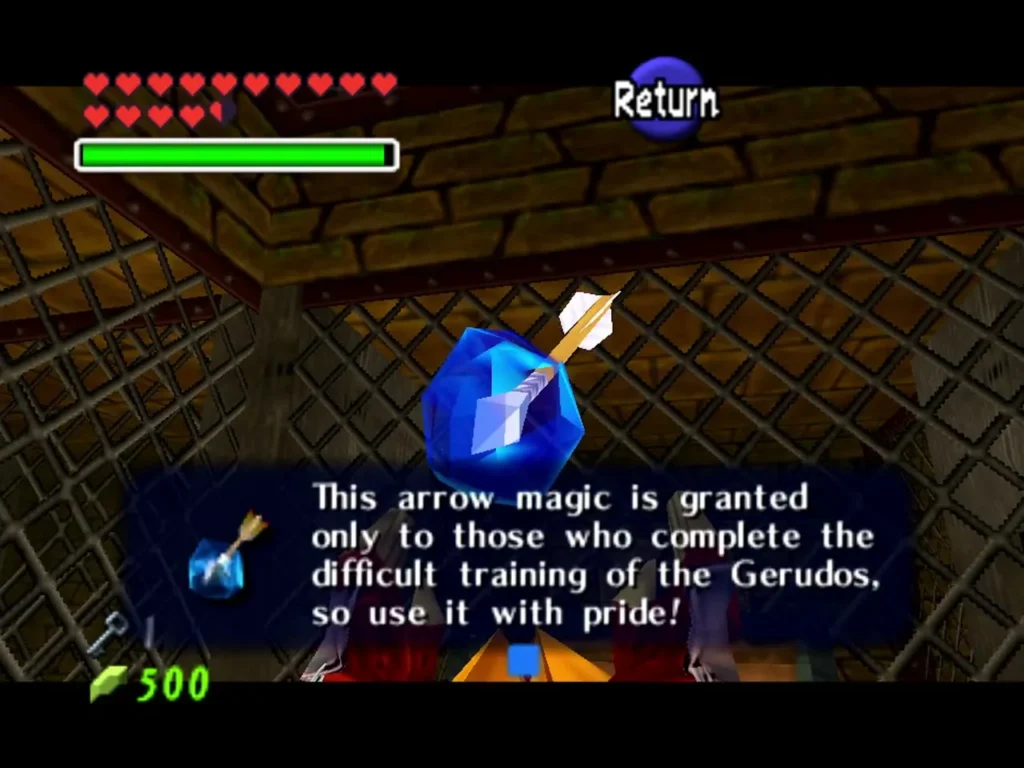 The Ice Arrow magic description box shown over the blue arrow item The Ice Arrow magic description box shown over the blue arrow item