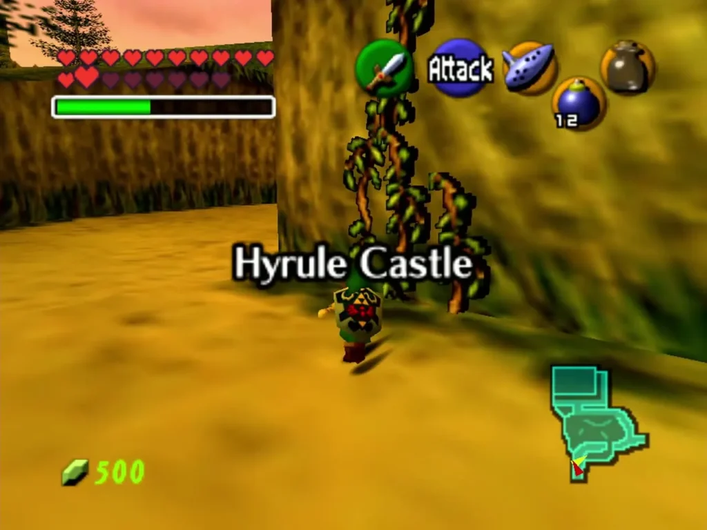 Hyrule Castle name card beside the ivy-covered wall on the castle road Hyrule Castle name card beside the ivy-covered wall on the castle road