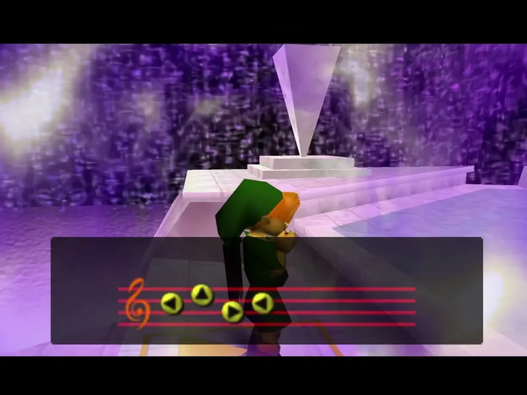 Link playing Zelda's Lullaby at the Great Fairy fountain Link playing Zelda's Lullaby at the Great Fairy fountain
