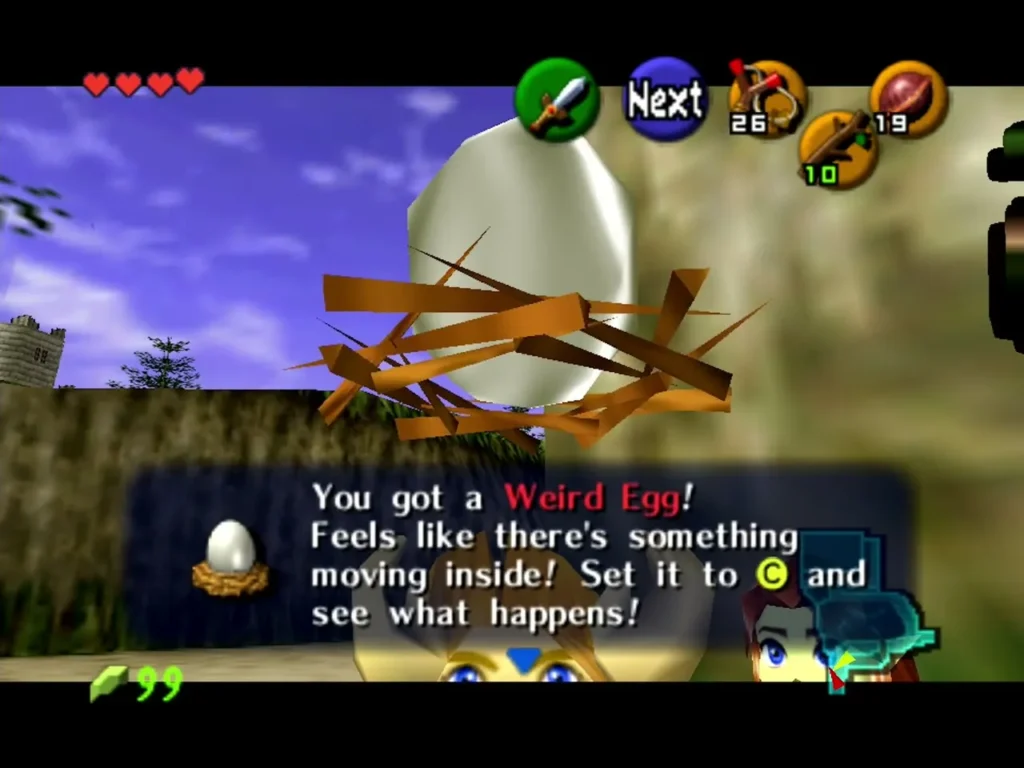 Link's Weird Egg item box with the egg resting in a nest Link's Weird Egg item box with the egg resting in a nest