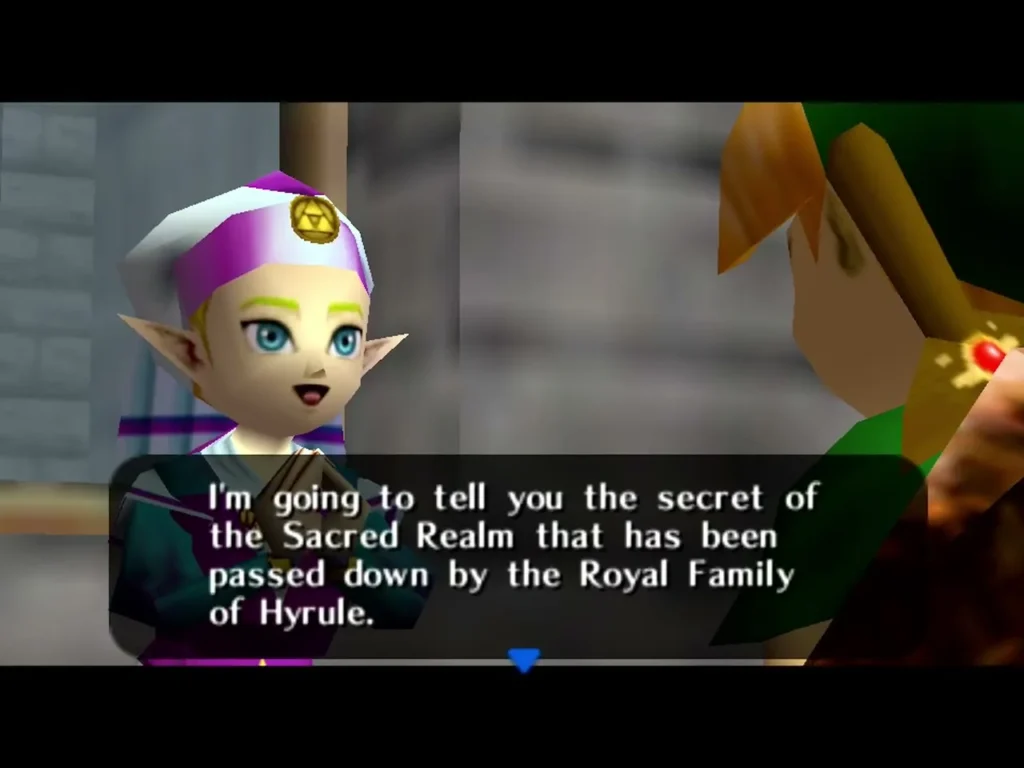 Zelda explaining the secret of the Sacred Realm to Link Zelda explaining the secret of the Sacred Realm to Link