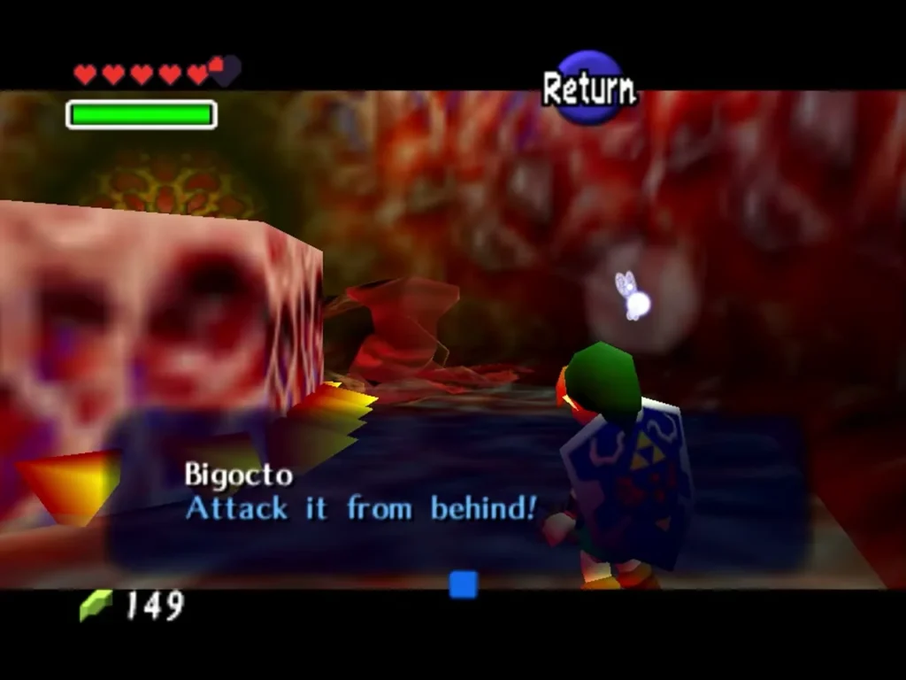 Link behind Big Octo as the Attack it from behind message appears