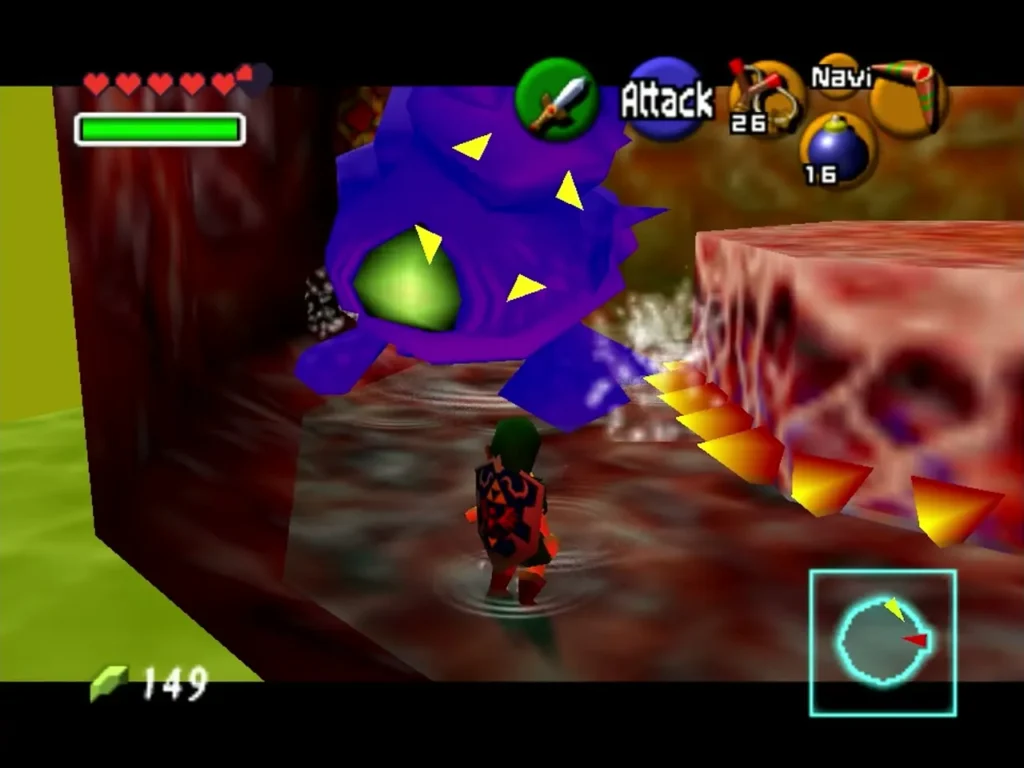 Big Octo chasing Link around the spiked circular room in Jabu-Jabu's Belly