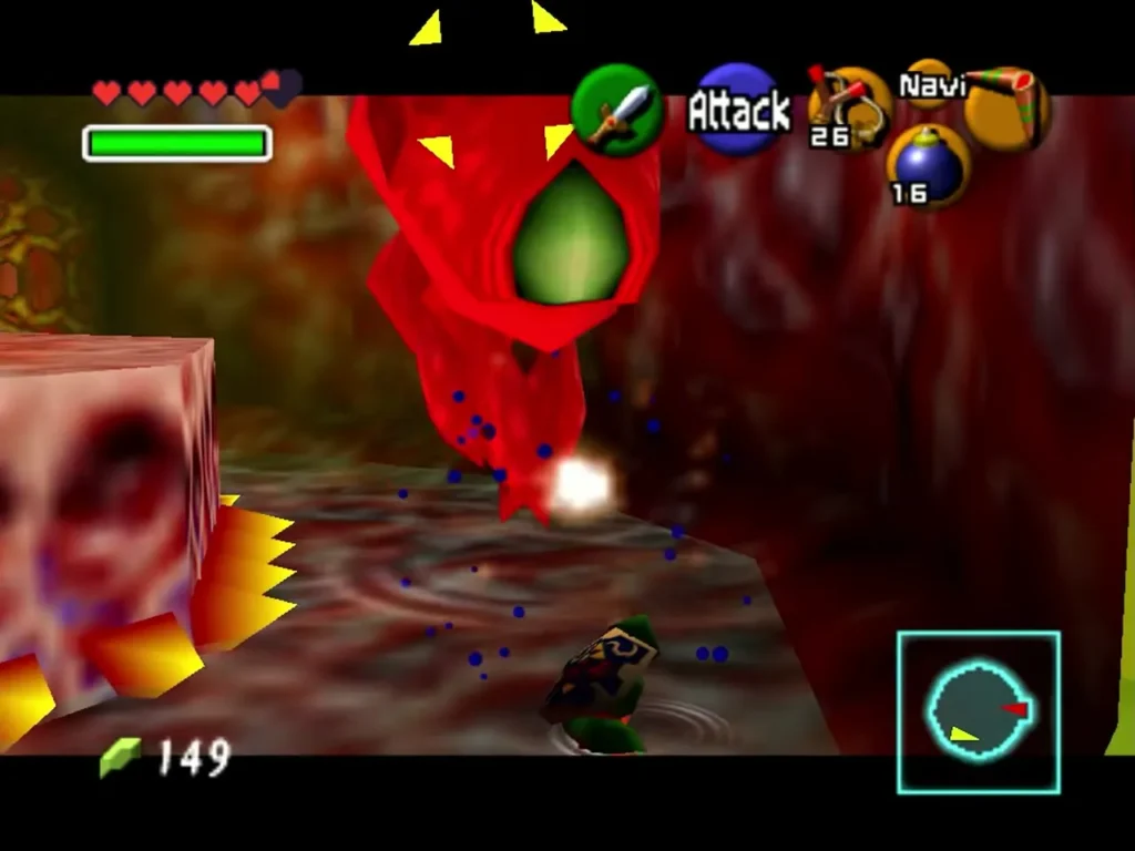 Link slashing the green growth on Big Octo as it turns its back