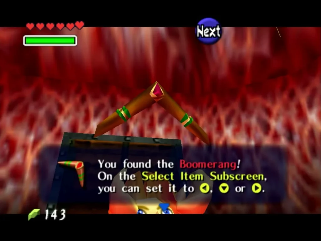 You found the Boomerang box with the Boomerang above a chest