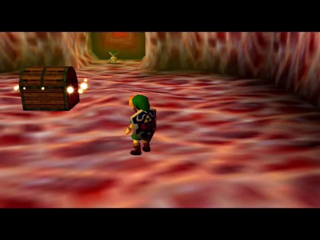 A chest appears on the red floor after the Stingers are defeated