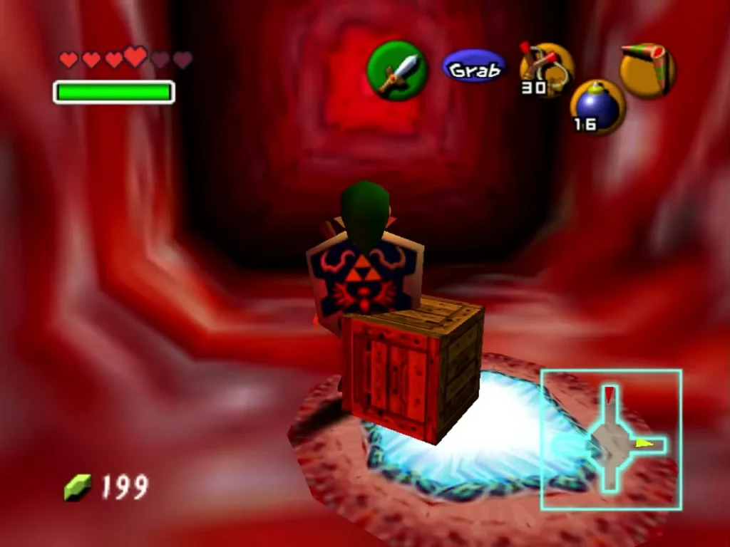 A wooden crate set on a glowing switch pad in Jabu-Jabu's Belly