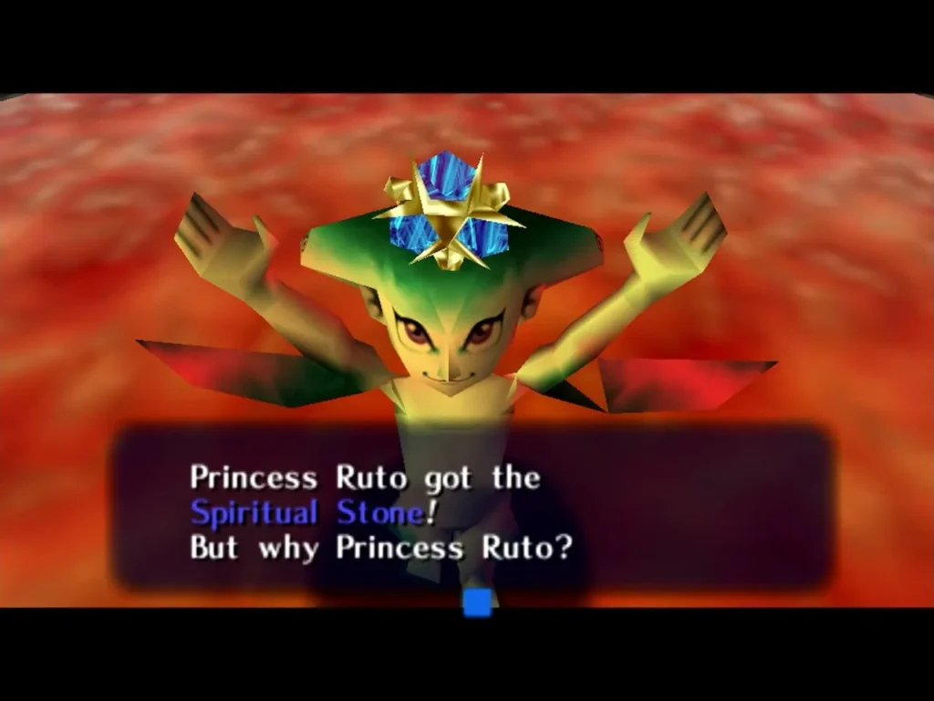 Princess Ruto holding up the Spiritual Stone with the name box on screen