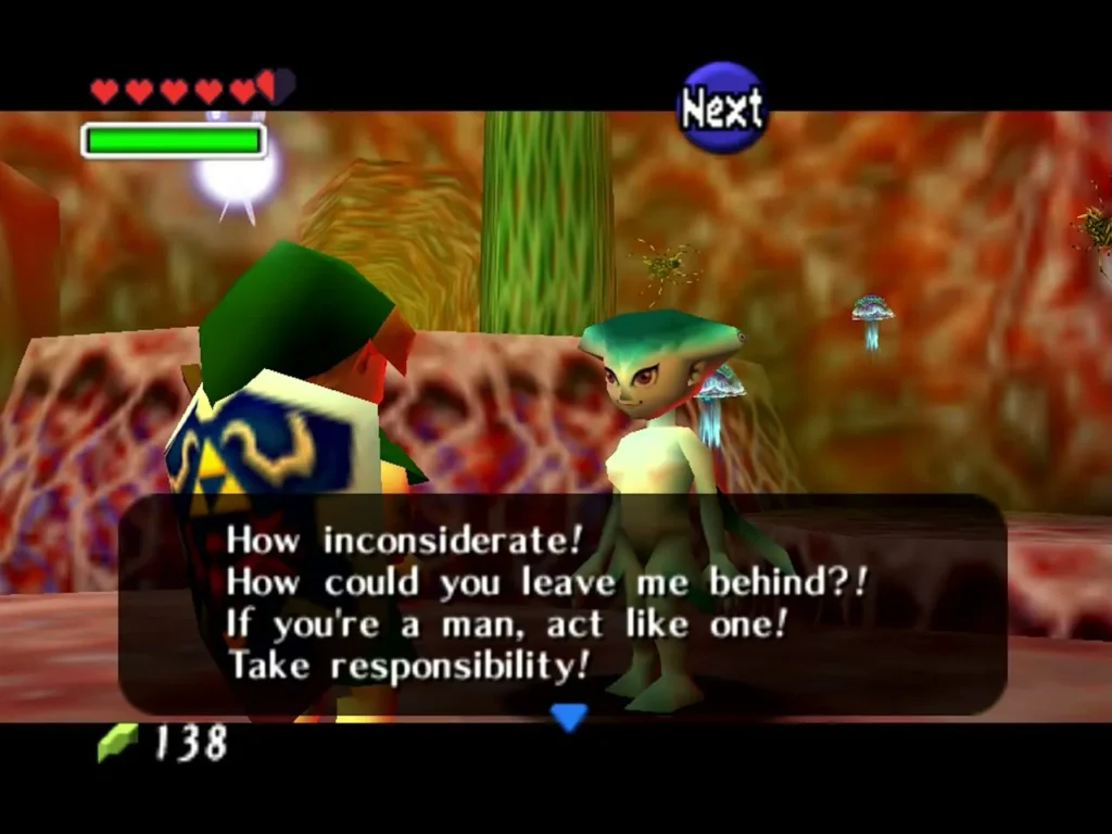 Ruto's How inconsiderate dialogue box with Link beside her
