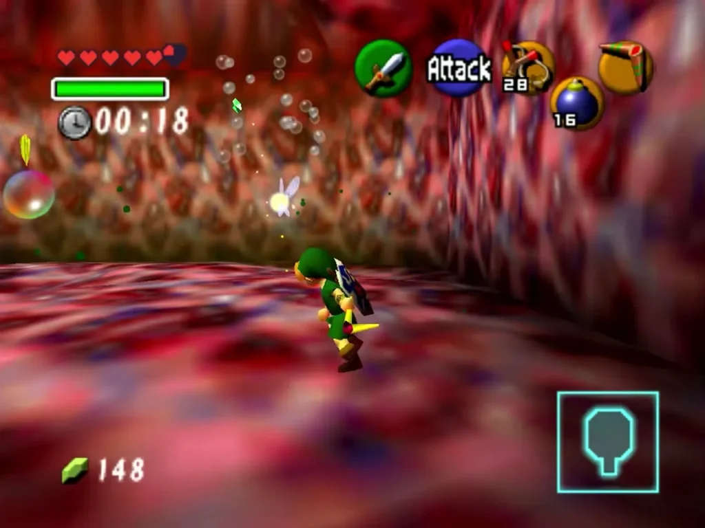 Link in the Shabom room with bubbles drifting around and 18 seconds left