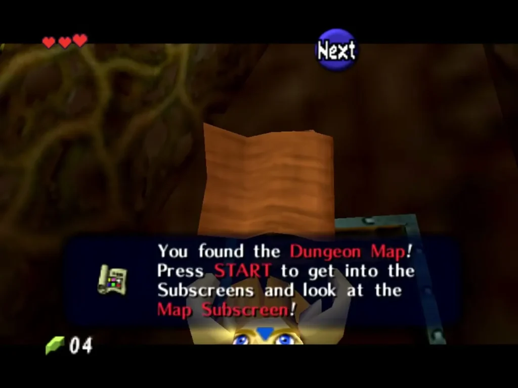 Link holding up the Dungeon Map with the You found the Dungeon Map box shown Link holding up the Dungeon Map with the You found the Dungeon Map box shown
