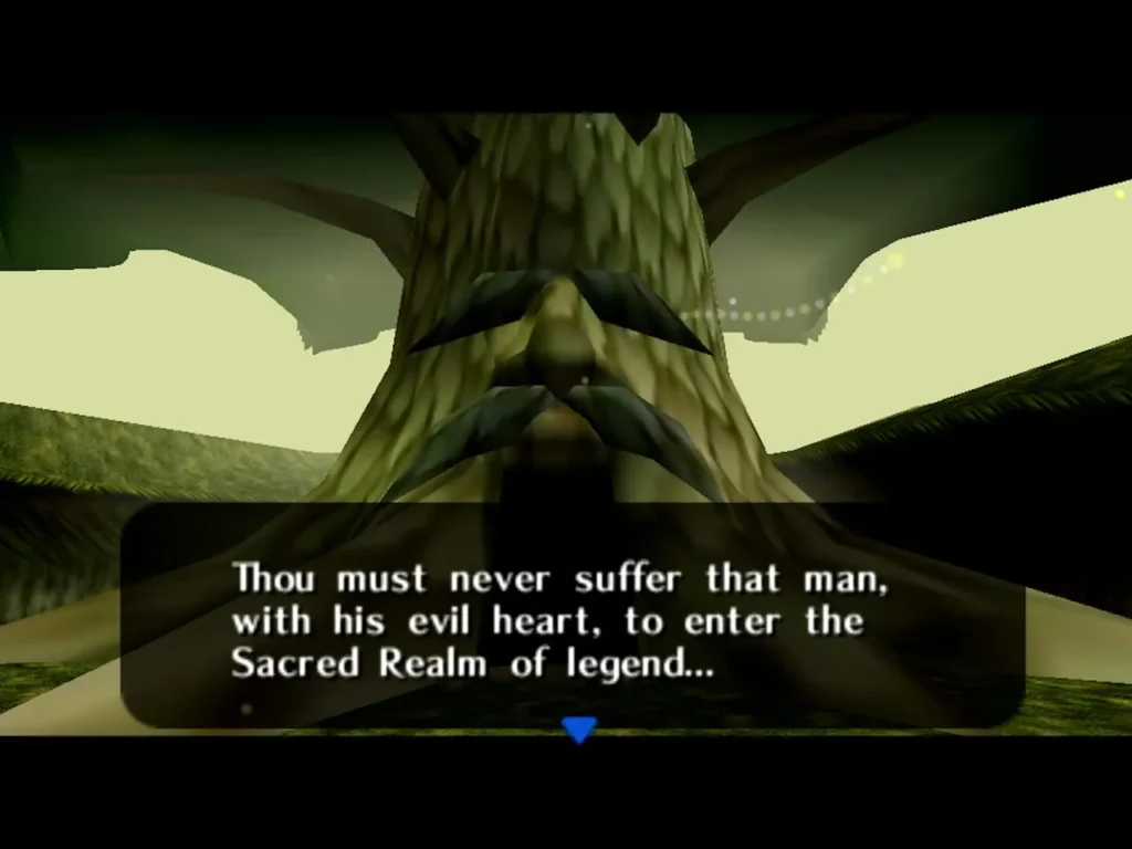 The Great Deku Tree warning Link that the man with an evil heart must not enter the Sacred Realm The Great Deku Tree warning Link that the man with an evil heart must not enter the Sacred Realm