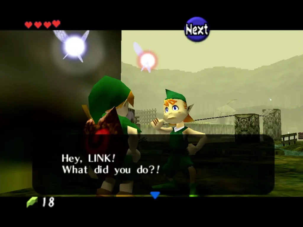 Saria confronting Link in Kokiri Forest about what he did Saria confronting Link in Kokiri Forest about what he did