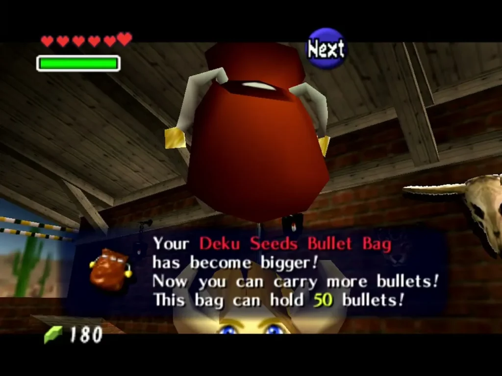 Deku Seeds Bullet Bag upgrade message: the bag can now hold 50 bullets Deku Seeds Bullet Bag upgrade message: the bag can now hold 50 bullets