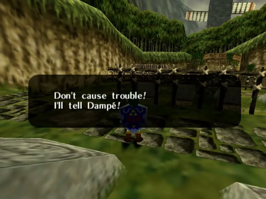Text box from the graveyard boy warning Link not to cause trouble Text box from the graveyard boy warning Link not to cause trouble