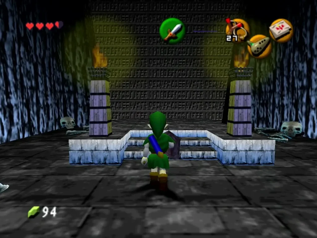 Child Link playing Sun's Song on the steps of the Graveyard tomb Child Link playing Sun's Song on the steps of the Graveyard tomb