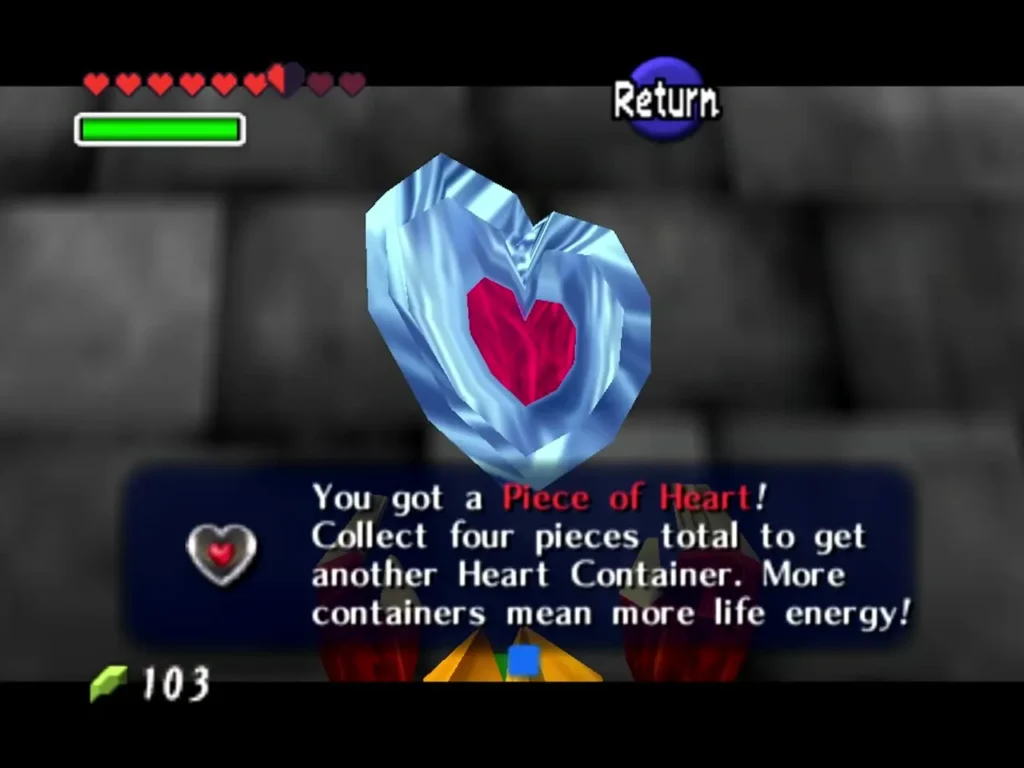 Piece of Heart reward box shown over the Kakariko windmill platforms Piece of Heart reward box shown over the Kakariko windmill platforms