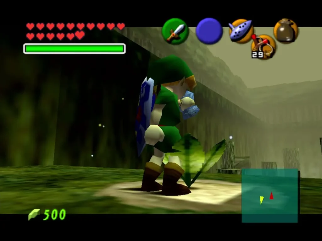 A Magic Bean sprouting from the soil in the Lost Woods bridge room A Magic Bean sprouting from the soil in the Lost Woods bridge room