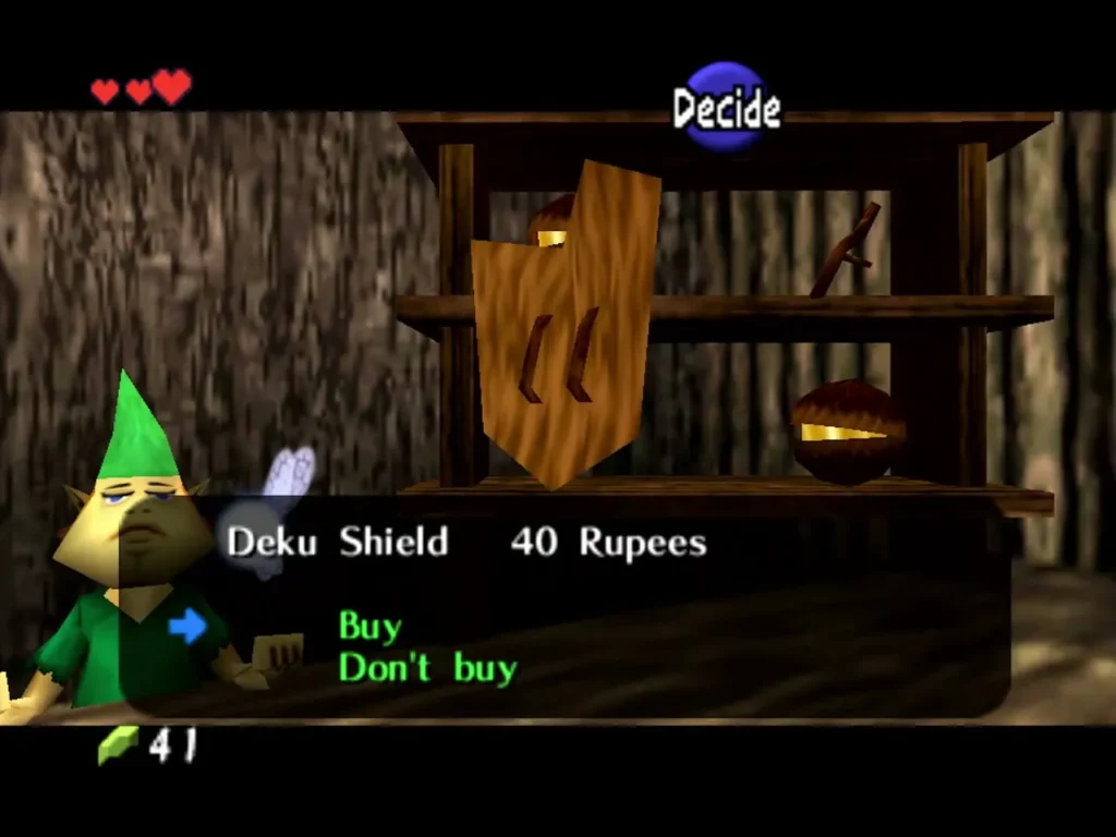 Deku Shield priced at 40 Rupees with the Buy and Dont buy choices Deku Shield priced at 40 Rupees with the Buy and Dont buy choices
