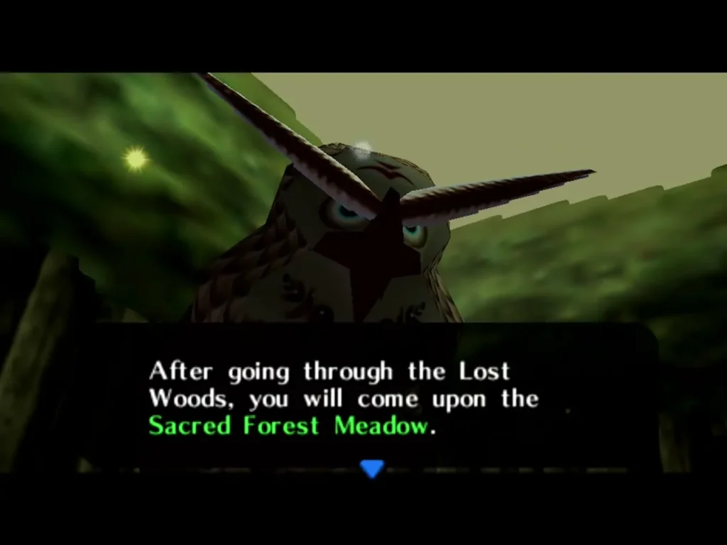 Owl saying that after the Lost Woods you come upon the Sacred Forest Meadow Owl saying that after the Lost Woods you come upon the Sacred Forest Meadow