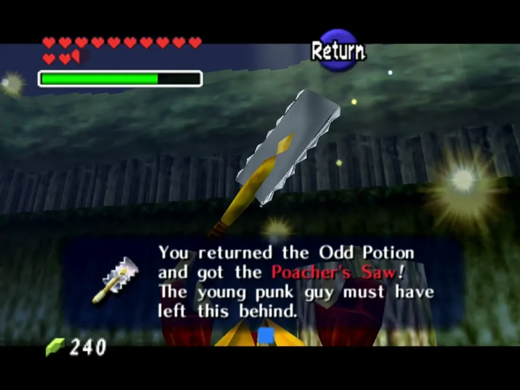 Poacher Saw item message after returning the Odd Potion Poacher Saw item message after returning the Odd Potion
