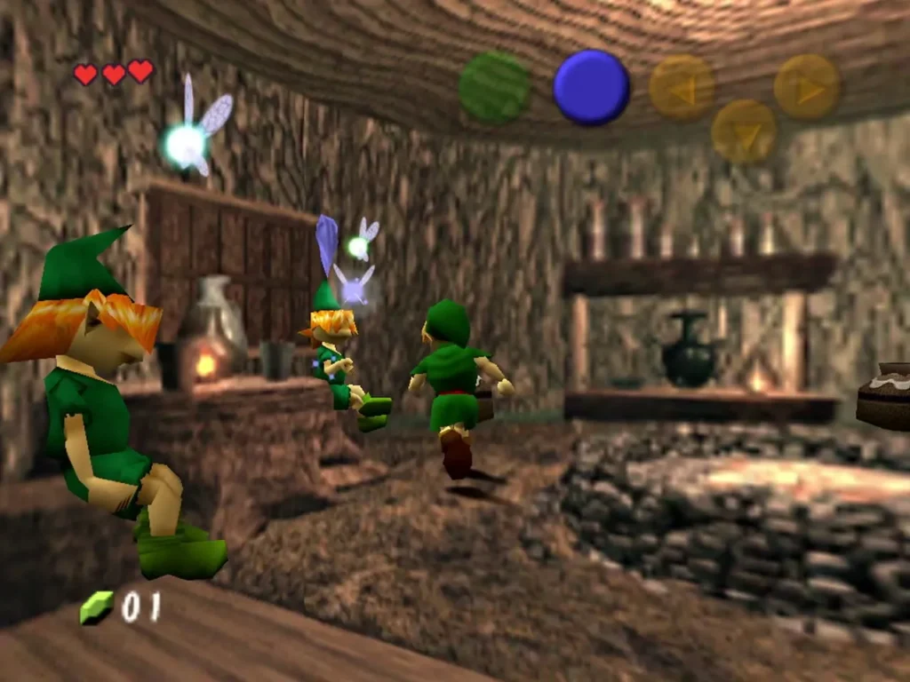 Saria and Navi inside Saria's house beside the stone fireplace Saria and Navi inside Saria's house beside the stone fireplace