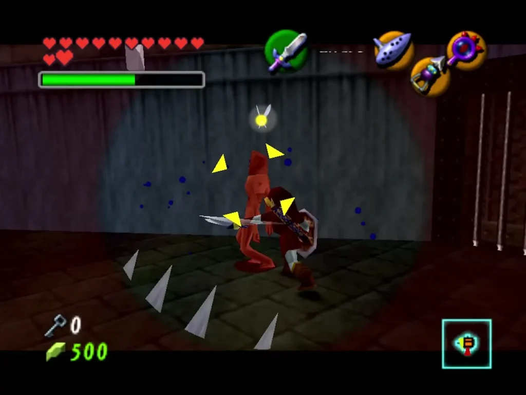 Link fighting a ReDead in the invisible spike room with spikes on the floor Link fighting a ReDead in the invisible spike room with spikes on the floor
