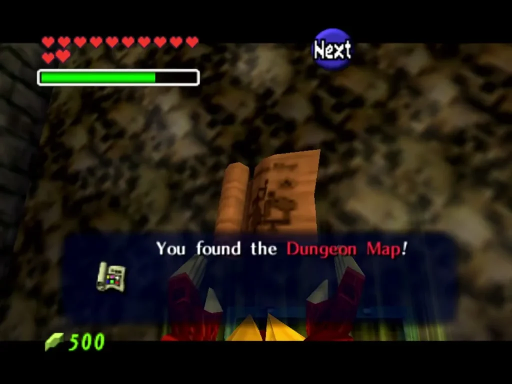 Link holding up the Dungeon Map with the You found the Dungeon Map box Link holding up the Dungeon Map with the You found the Dungeon Map box