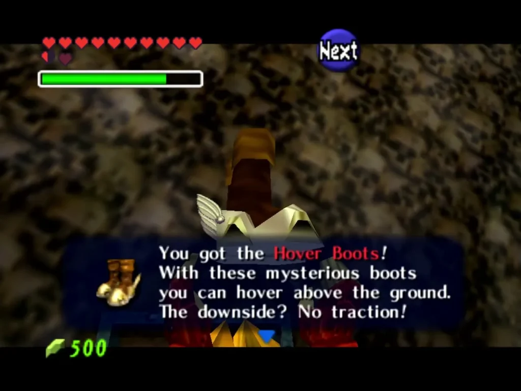Link holding the Hover Boots up with the box warning of no traction Link holding the Hover Boots up with the box warning of no traction