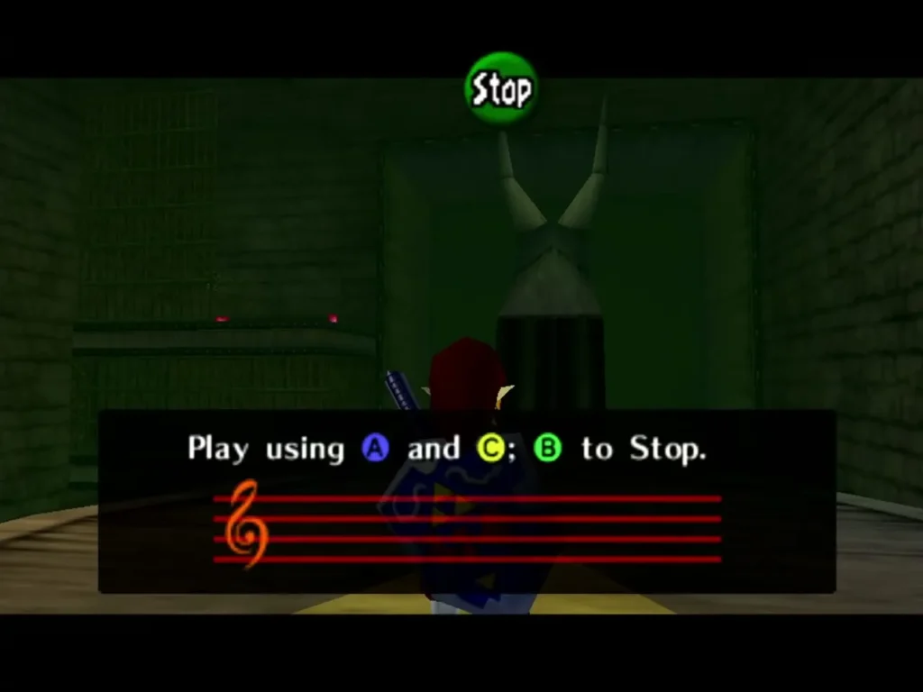 Link playing Zelda's Lullaby on the Triforce mark on the boat Link playing Zelda's Lullaby on the Triforce mark on the boat