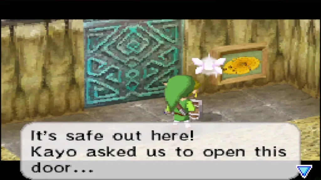 Link stands before the door as Astrid says Kayo asked them to open it Link stands before the door as Astrid says Kayo asked them to open it