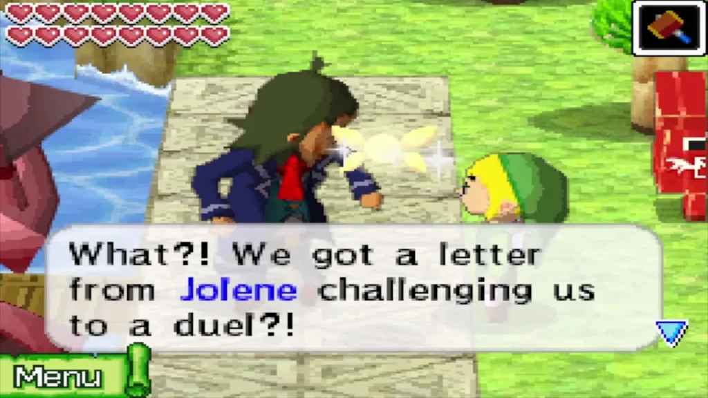 Linebeck reading a letter in which Jolene challenges them to a duel Linebeck reading a letter in which Jolene challenges them to a duel