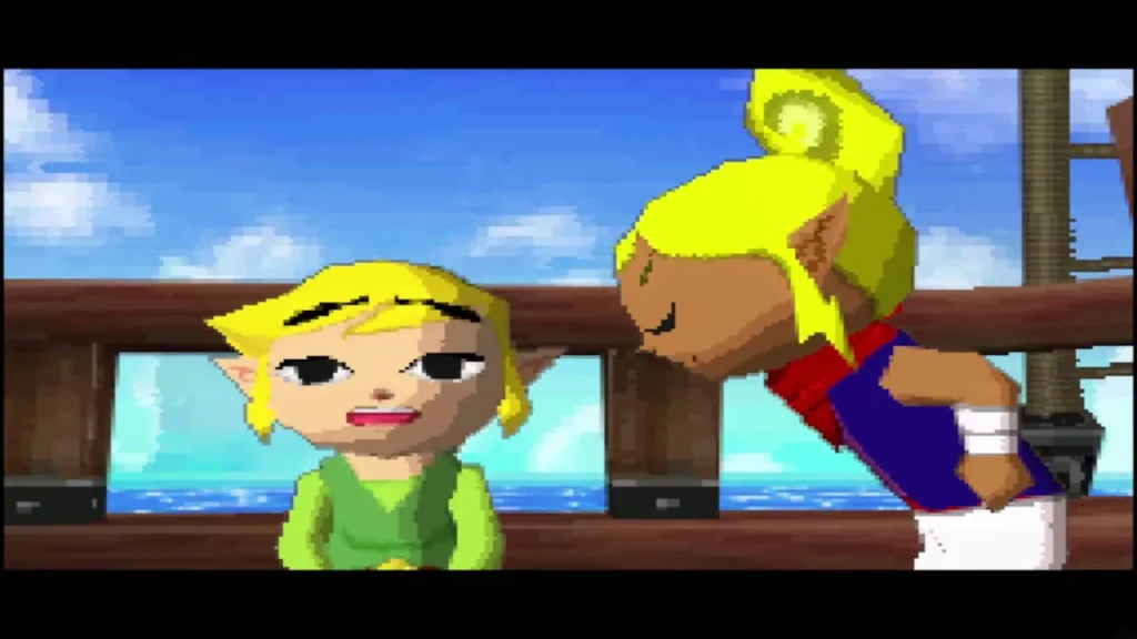 Link and Tetra talking on the deck of the pirate ship Link and Tetra talking on the deck of the pirate ship