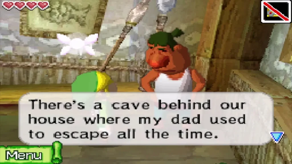 Romanos tells Link about the cave behind his house Romanos tells Link about the cave behind his house