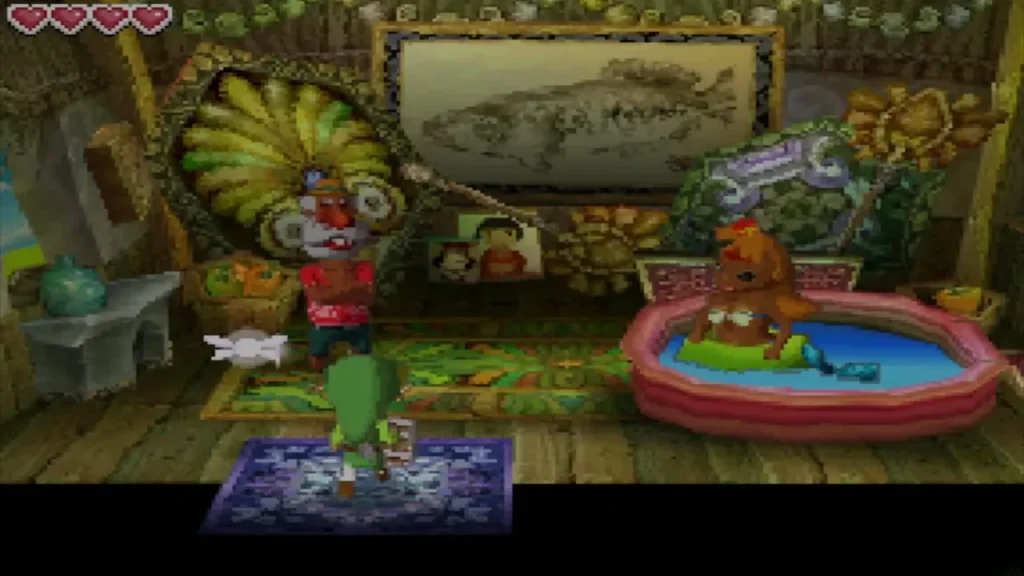 Link in the Old Wayfarer's hut with Joanne in her pool beside him Link in the Old Wayfarer's hut with Joanne in her pool beside him