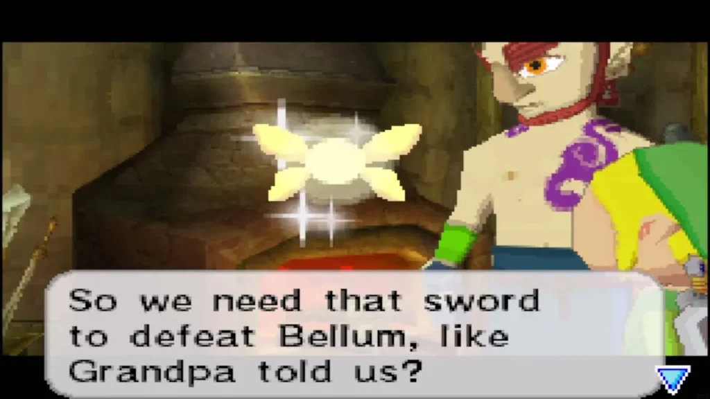 Zauz beside his forge as Ciela asks if they need the sword to defeat Bellum Zauz beside his forge as Ciela asks if they need the sword to defeat Bellum