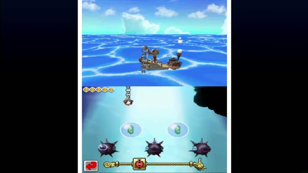 The Salvage Arm descending past three spiked Octomines The Salvage Arm descending past three spiked Octomines