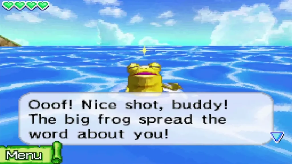A golden frog complaining after being hit by a cannonball A golden frog complaining after being hit by a cannonball